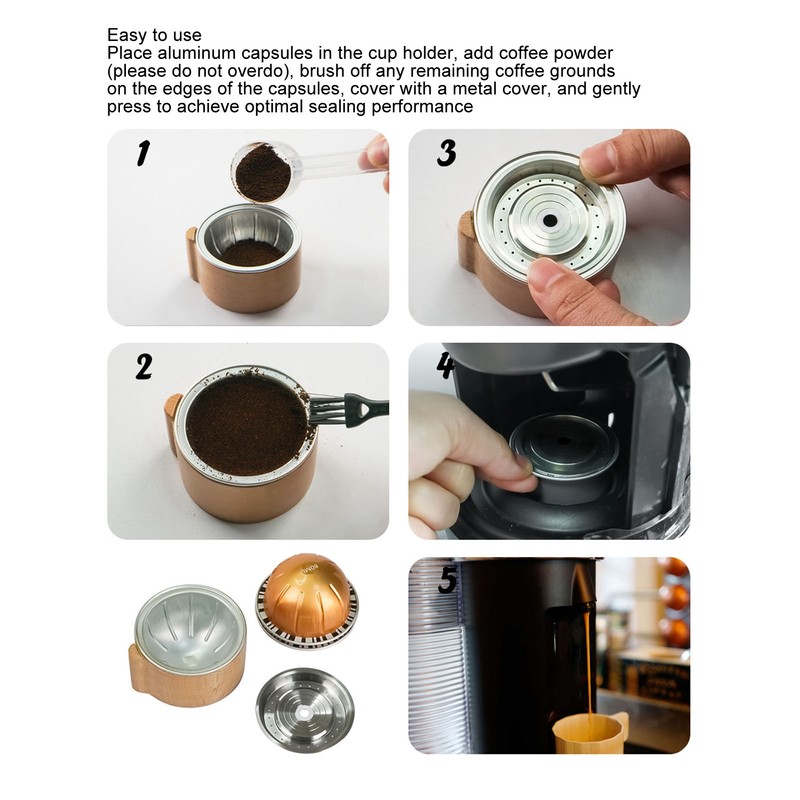 Reusable Coffee Capsule Stainless Steel Easy to Clean Long Lifespan