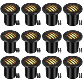 Gmalos Low Voltage Landscape Lighting: 10W 2700K Warm White LED Well Lights, 12/24V Outdoor In-Ground Lights with IP67 Waterproof for Garden Yard Pathway Pavers Deck Fence, 12 Pack with Connectors