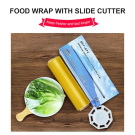 Plastic Food Wrap With Slide Cutter 18"Wide 2000Feet Long 3000 Square Feet Home And Commercial Use Food Service Thick and Durable Enough For Daily Life