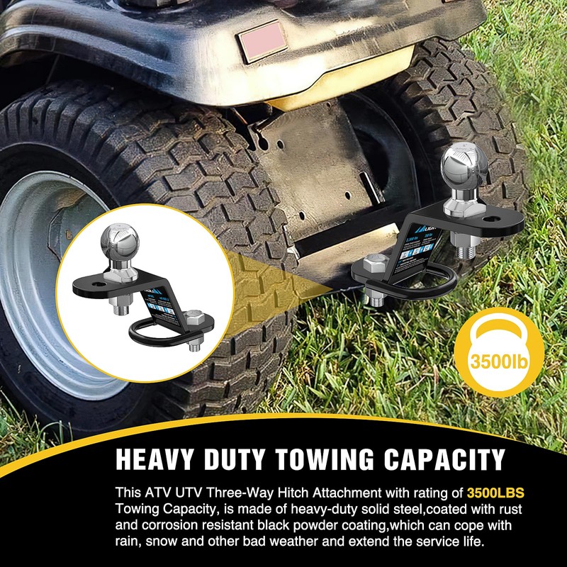 Nilight ATV/UTV Three-Way Hitch with 2 Inch Ball 3500lbs 3