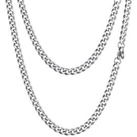 Prosteel Mens Necklace Stainless Steel Cuban Link Chain Necklace Trendy Women Men Jewelry Gift Layering Curb Chain Long Necklaces