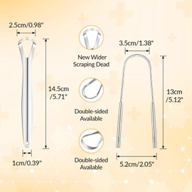 2 cepillos para lengua, resistentes, reutilizables, de acero inoxidable, herramientas ergonómicas para el cuidado bucal, limpiador de lengua para el