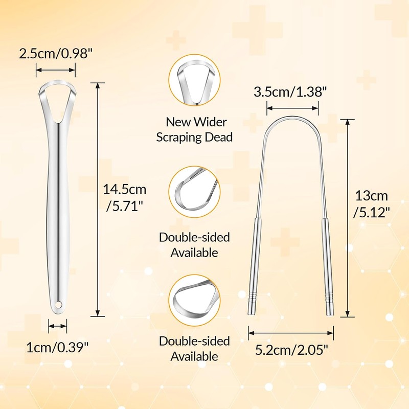 2 cepillos para lengua, resistentes, reutilizables, de acero inoxidable, herramientas