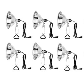 Simple Deluxe Clamp Lamp Light with 8.5 Inch Adjustable Aluminum Reflector and 6 Feet Cord, up to 150W E26 Socket (no Bulb Included), Silver and Black, 6 Pack