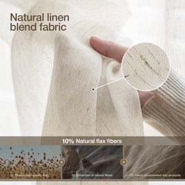 Anmao Flax Linen Curtains for Living Room 63 Inch Length 2 Panels Set, Light Filtering Sheer Window Curtain Drapes for Bedroom with Nickel Grommet, 52 Inch Wide Each Panel, Ivory Color