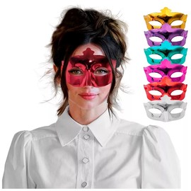 Lecute 12 Antifaces Metalicos Varios Colores Mascara Ojos Plastico Antifaz Fiesta Tematica Disfraz Elegante Carnaval Evento Festival Batucada Venecia Disfraces Mascarilla Renacimiento