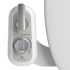 Left Handed Bidet Attachment for Toilet - Left Handed Bidet Non-Electric,Self-Cleaning,Adjustable Water Pressure,Retractable Dual Nozzles for Frontal & Rear Wash,Lever Control