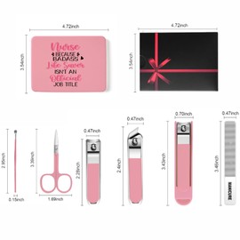 TTJHGYQO 6-Piece Nail Clipper Set with Nail File, Tweezers and ingrown toenail Removal kit Travel Nail kit for Men and Women (Nurse Pink)