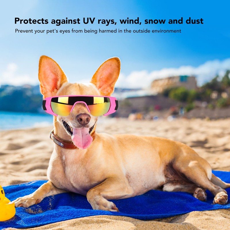 Dog Goggles UV Protection Waterproof Sandproof Soft Frame Adjustable Breathable