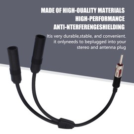 gunroil 1 Pack Car Radio Antenna Connector, Wear-resistant Vehicle Antenna Extension Cable, Y-shaped 1 Male to 2 Female Design, Universal Automotive Antenna Splitter Adapter (Black)