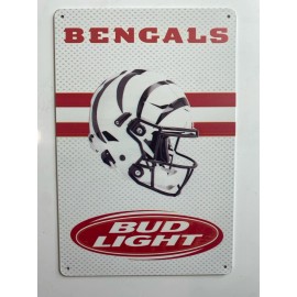 Bud Light - Cincinnati Bengals Sign - Budweiser Beer - White Helmet