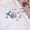 Christian Gifts for Women Men Friends Blue Cross Charm Pin
