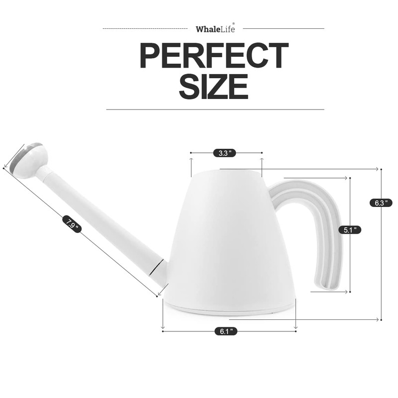 WhaleLife Indoor Watering Can for House Bonsai Plants (2.0L, White)