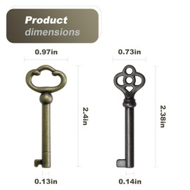 VIDABTE KY-2AB and KY-3AB Hollow Barrel Skeleton Key, Skeleton Key for Antique Furniture, Antique Brass Skeleton Key, Universal Barrel Keys Replacement, Generic Skeleton Key (4 pcs)