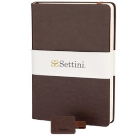 SETTINI Journal Notebook for Writing, Vegan Leather Hardcover Notebook - Pen loop, Back Pockets & Lay-Flat design, 120 GSM A5 College ruled Bleed free Paper, Gift Set for Men and Women, Mocha Brown - Christmas Gifts