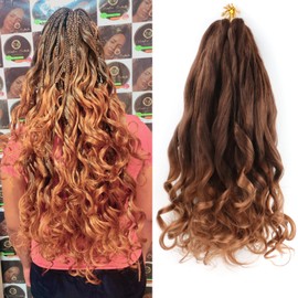 XGY Hair French Curly Braiding Hair 18 Inch 5 Packs French Curl Braids Pre Stretched Bouncy Braiding Loose Wavy Braid Hair Synthetic Hair Extensions For Women (T4/30, 18inch)