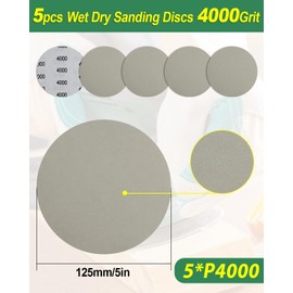 Bolatus Pack of 5 Sandpaper 125 mm Velcro, Grit 4000 Wet Dry Sanding Discs Round Random Orbital Sanders Sanding Sheets for Car Metal Wood