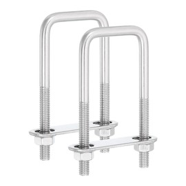sourcing map 2Sets 304 Stainless Steel Square U-Bolts, 1.65" (42mm) Inner Width 3.94" (100mm) Length M8 with Nuts, Frame Plate, Gasket for Automobiles Trailer, Ski Boat, Fishing Boat, Pipelines