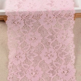 6.2 Inch Stretch Lace Trims Floral Embroidered Elastic Fabric for Garment and DIY Craft Supply by 5 Yards (Pink)