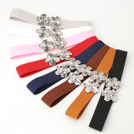 YIWEIYA Women's Stretchy Elastic Waist Belt with Metal Buckle (Adjustable Skinny Belt for Jeans, Dresses & Daily Outfits)