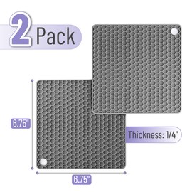 BTaT- Silicone Trivet Mats, 2 Pack, Gray Silicone Trivet, Silicone Hot Pads for Kitchen, Silicone Trivets for Hot Pots and Pans, Silicone Hot Pad, Silicone Trivets for Hot Dishes, Hot Pan Mat