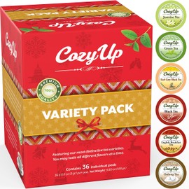 CozyUp Variety Tea Sampler Pack for Keurig K-Cup Brewers, Multiple Flavors (Green Tea, Black Tea, Jasmine, Earl Grey, Oolong Green Tea, English Breakfast)
