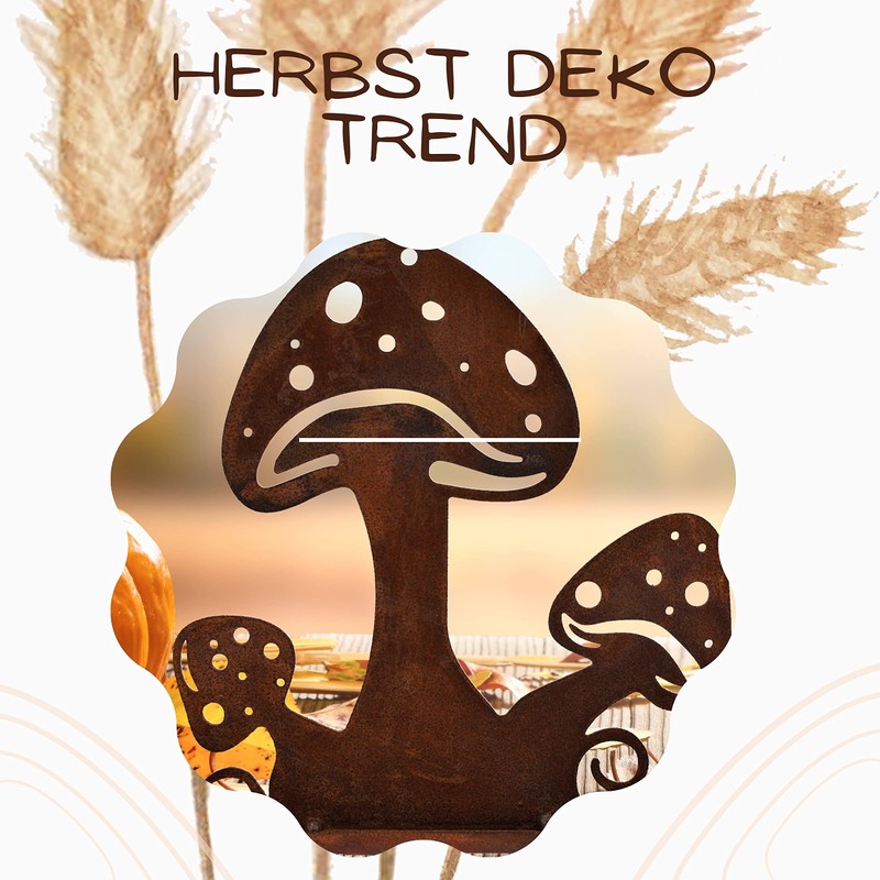 Rostikal Herbstdeko Pilze 15 cm Gartendeko Rost Balkon Deko Pilz