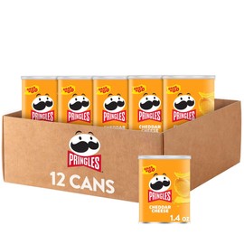 Pringles, Crisps, Lunch Snacks, Office and Kids Snacks, Grab N' Go, Cheddar Cheese (12 Cans)