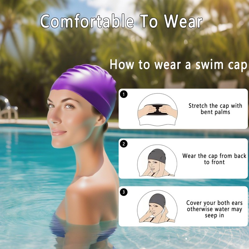 Swimming Cap Swimming Cap for Women and Men (Purple)