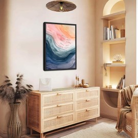 Mental Health Wall Art, Therapy Office Pictures Wall Decor, Inhale Exhale Art Paintings, Canvas Prints, Therapist Artwork for Meditation Room Calming Corner Decoration, Floating Framed 12x16 Inch