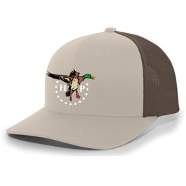 Heritage Pride HP Colorful Duck Mallard Mesh Back Embroidered Trucker Hat Baseball Cap, Khaki/Brown