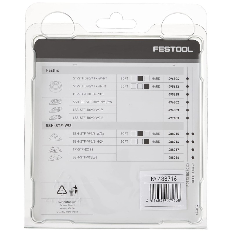 Festool 488716 DX 93 StickFix Sanding Pad, Hard,