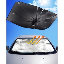 Mulor Sunshade for Car Windshield Foldable Sunshade Umbrella Car Front Window 360°Rotatable and Bendable Support Bar
