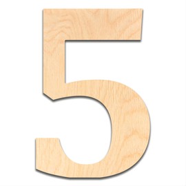 4” Tall Wooden Number 5 – 1/4” Thick Baltic Birch – Paintable DIY Decor, Signs & Crafts - Pack of 1