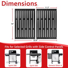 DELSbbq 15 Inch Grill Cooking Grates for Weber Old Spirit 200 with Side Control, Grill Grates for Weber 7523, Spirit E/S 200/210, Spirit 500, Genesis Silver A, Replacement for 7521 7522 65904 65905