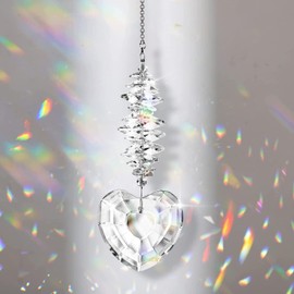 Sun Catcher Crystal, Heart Prism, Sun Catcher Hanging Window, Crystal Prism Ball Rainbow, Window Decoration Crystal, Glass Pendant Crystal Ball for Garden Decoration / Home