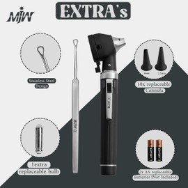 MJW Fiber Optic Mini Otoscope Ear Healthy Tool for Home use with LED Light