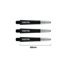 WINMAU Dart Shaft - Vecta Polycarbonate Dart Stems - 1 Set per pack (3 darts Shafts in total) - Professional Darts Accessories - Black and Silver Medium Shafts