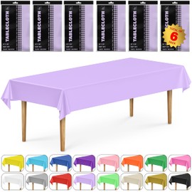 DecorRack 6 Rectangular Tablecloths BPA-Free Plastic, 54 x 108 inch, Dining Table Cloth, Rectangle Table Cover for Parties, Picnic, Camping and Outdoor, Disposable or Reusable, Lavender (6 Pack)