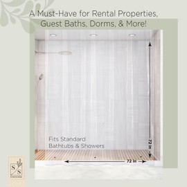 Stitch & Stone Shower Curtain Liner, Premium Medium Weight Durable Waterproof 6g PEVA for Bathroom with Weighted Magnets, Standard Size 72" x 72", Clear 1 Pack