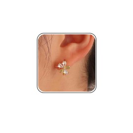 Xmsrn Vintage Crystal Flower Stud Earrings Gold Cz Flower Earrings Rhinestone Flower Hoop Huggie Earrings Gold Flower Statement Earrings for Women