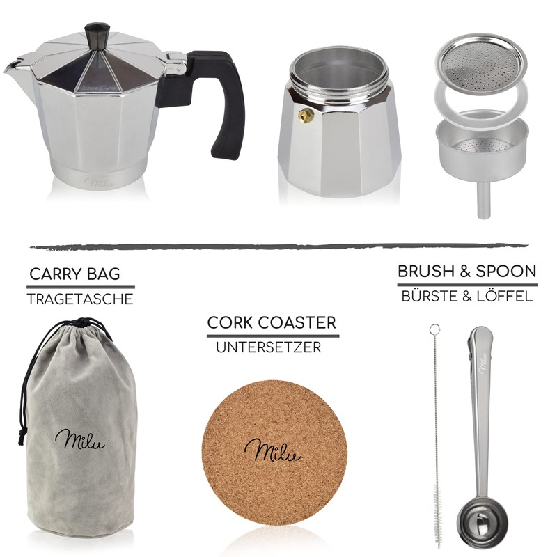 Milu Espresso Maker (No Induction) | 2, 3, 6, 9