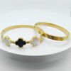 OSICAPEA 18K Gold Plated Four Leaf Clover Bracelet Set for