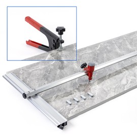 Muzata Tile Cutter 48 inch Manual Porcelain Ceramic Tile Cutters T-shaped Large Format Cutting Tool up to 43.3 inch with Heavy Duty Breaking Plier 5Pcs Cutting Blades M030
