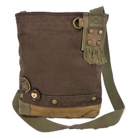 Chala Patch Cross-Body Women Handbag, Canvas Messenger Bag - Chihuahua - Dark Brown
