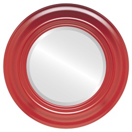 OVALCREST Round Beveled Wall Mirror for Home Decor - Lancaster Style - Holiday Red - 23x23 Outside Dimensions