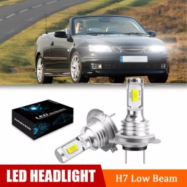 SHENKENUO LED For Saab 9-3 2003-2007 Headlight Kit H7 6000K White Bulbs Low Beam