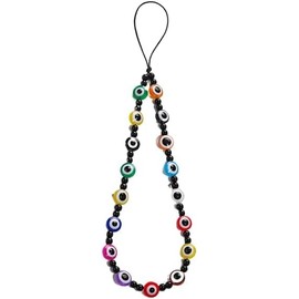 Y2K Colorful Evil Eye Beaded Phone Charm Kawaii Lanyard Wrist Strap Keychain Phone Accessories -colorful B
