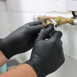 TG TOUGH GLOVE BOA Gripz (XL) Nitrile Gloves (Pack Of 100) | Strong Black Disposable Gloves | Diamond Textured | Powder & Latex Free Strong Midweight Mechanic Industrial Gloves