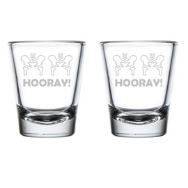 MIP Set of 2 Shot Glasses 1.75oz Shot Glass Hip Hip Hooray Funny Physical Therapy Therapist Gift